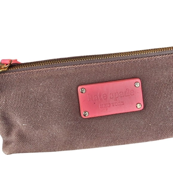 Vintage Y2k Kate Spade New York Brown Canvas Small barrel Pia Baguette Bag - Picture 6 of 9